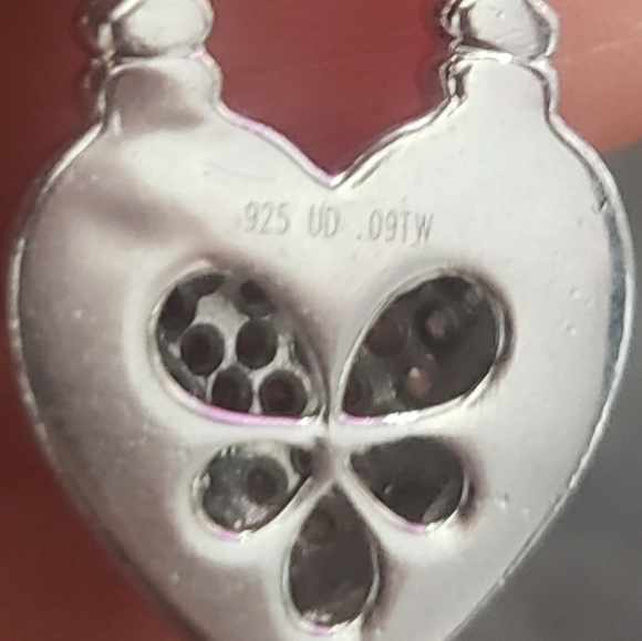 925 Sterling silver necklace & bracelet set. .09TW diamonds in each locket. - Picture 7 of 8